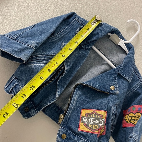 Vintage Hopscotch Toddler Denim Biker Jacket | 18M | Patch Rocker Style - Picture 4 of 9